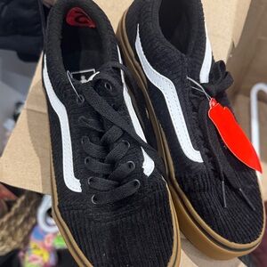 Vans Black and White Sneakers with Gum Sole